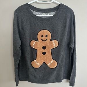 Gray Sweater with Gingerbread Design